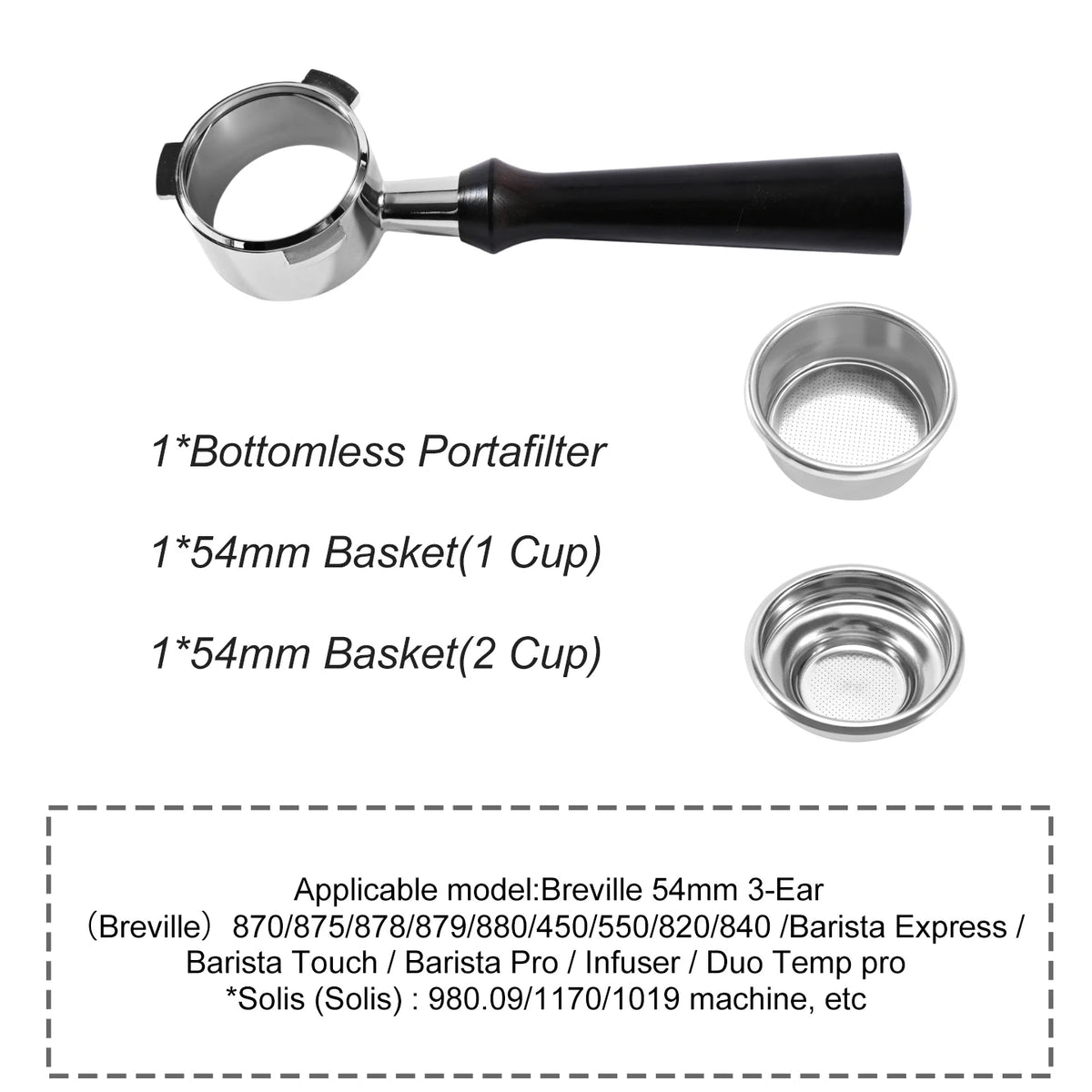 Porte-Filtre Bottomless 54 mm – Pour Breville & Sage