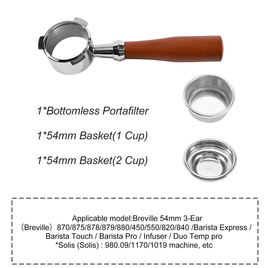 Porte-Filtre Bottomless 54 mm – Pour Breville & Sage