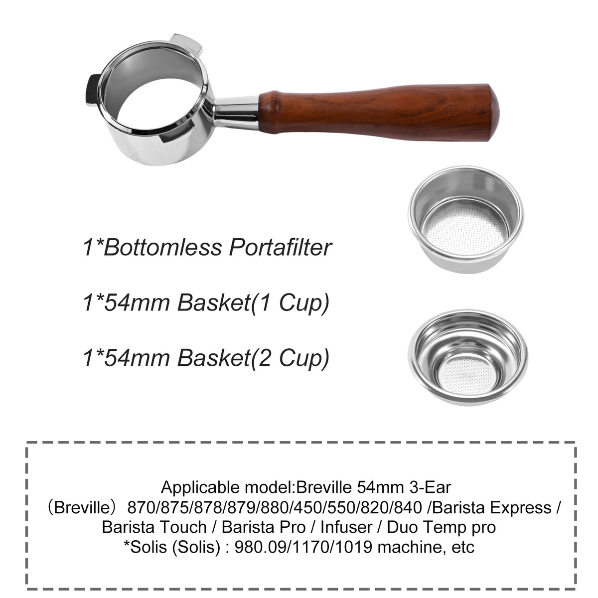 Porte-Filtre Bottomless 54 mm – Pour Breville & Sage