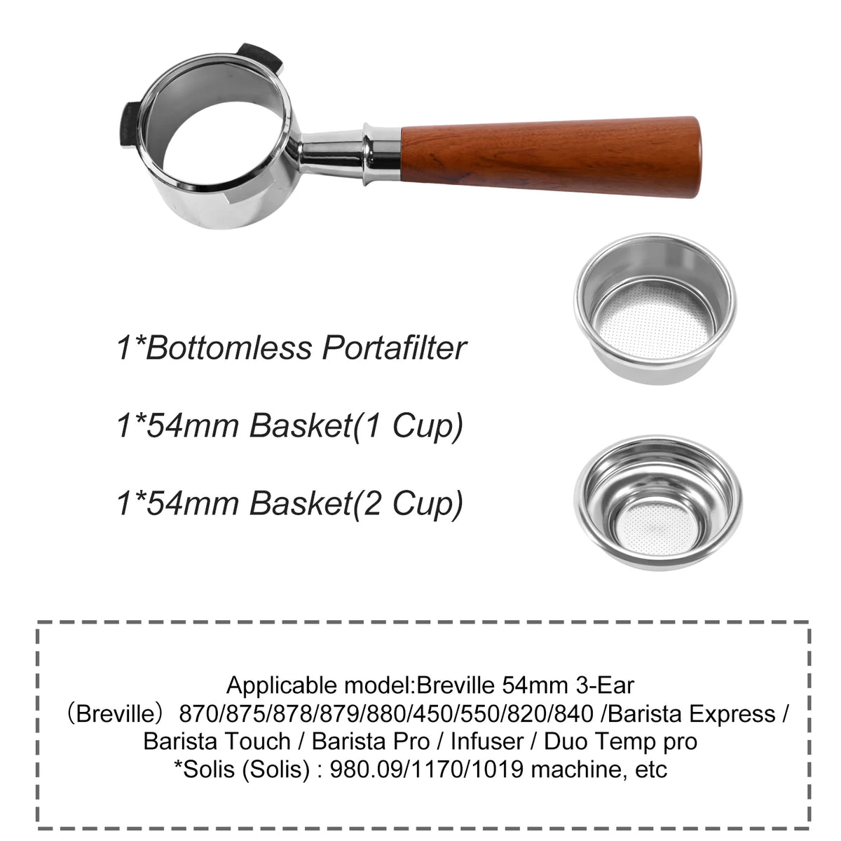 Porte-Filtre Bottomless 54 mm – Pour Breville & Sage