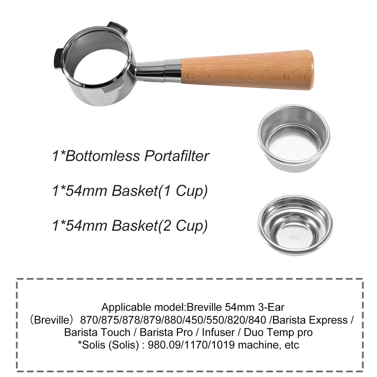 Porte-Filtre Bottomless 54 mm – Pour Breville & Sage
