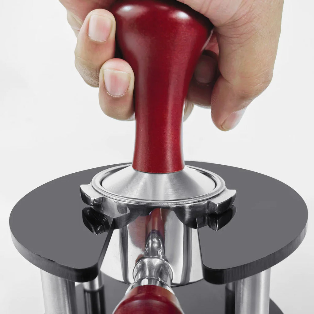 Tamper Espresso à Manche Bois – Base Plate 51/53/58 mm
