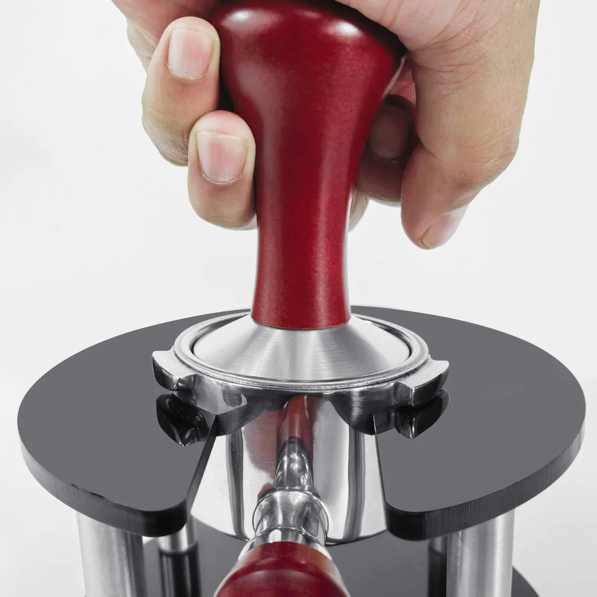 Tamper Espresso à Manche Bois – Base Plate 51/53/58 mm
