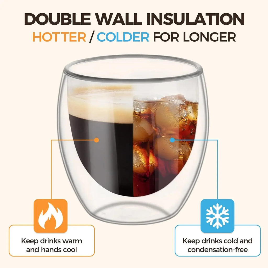 Tasses Espresso en Verre Double Paroi – Coffret de 6 (80 ml)