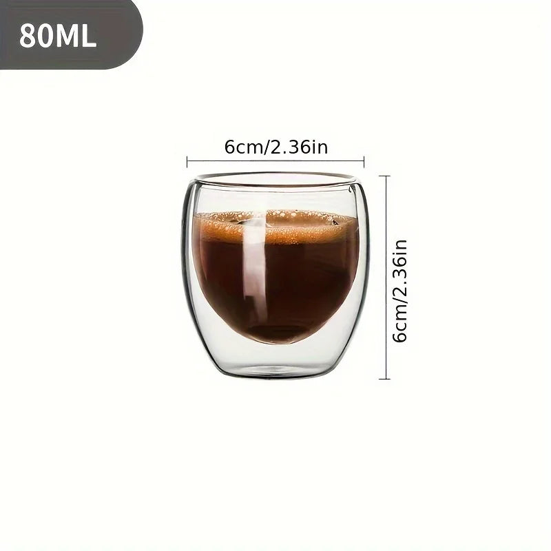 Tasses Espresso en Verre Double Paroi – Coffret de 6 (80 ml)