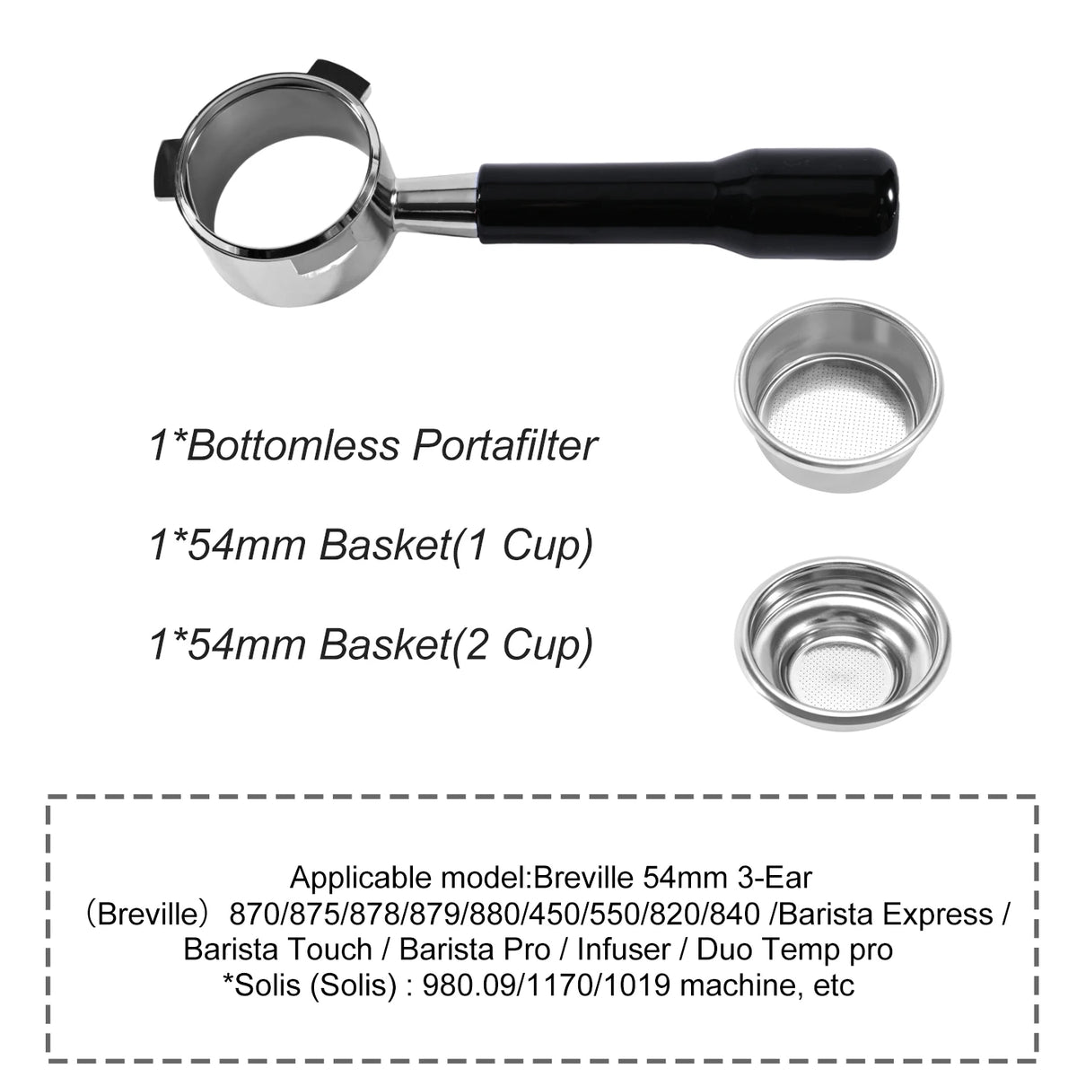 Porte-Filtre Bottomless 54 mm – Pour Breville & Sage