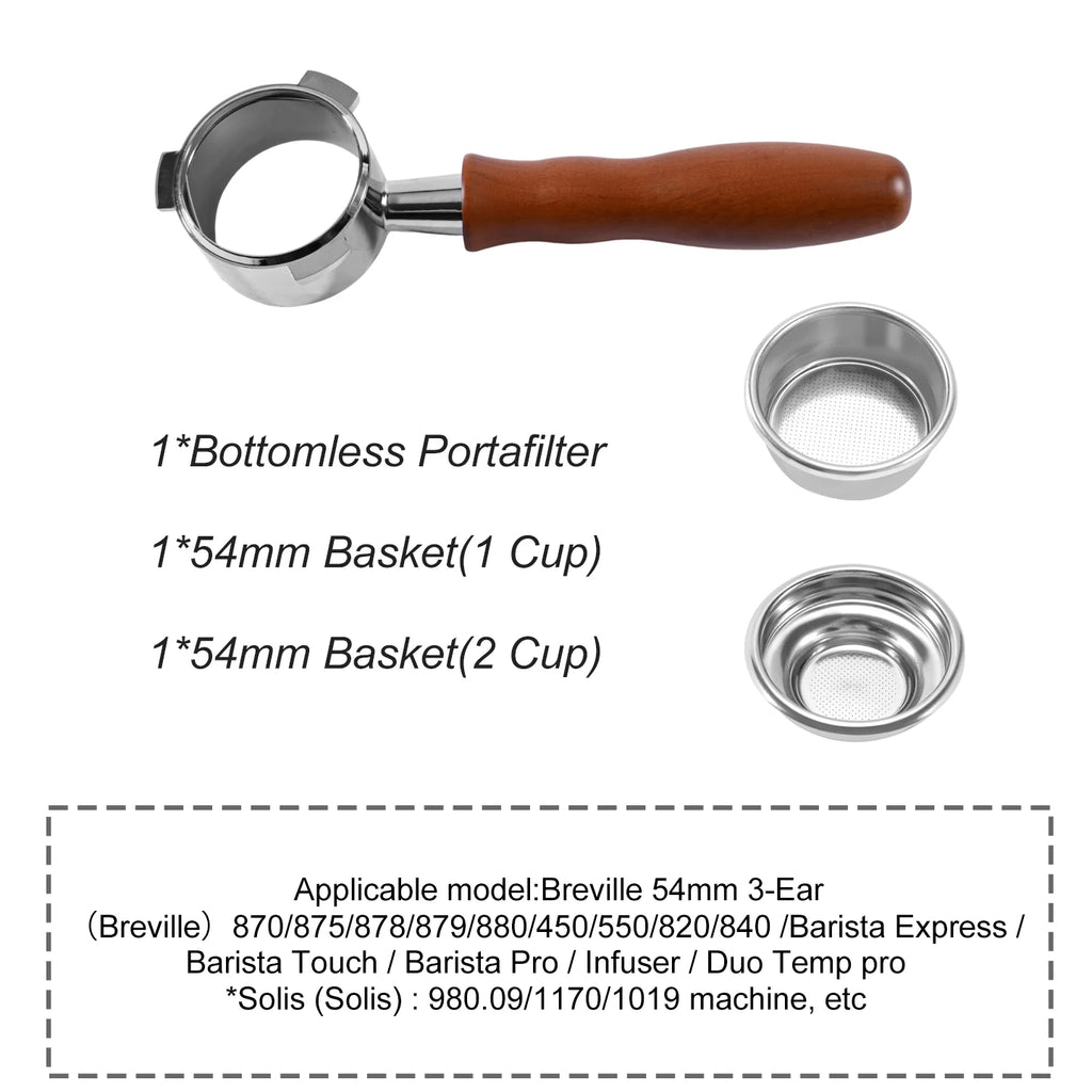Porte-Filtre Bottomless 54 mm – Pour Breville & Sage