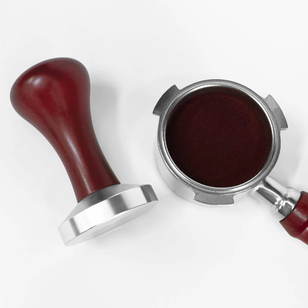 Tamper Espresso à Manche Bois – Base Plate 51/53/58 mm