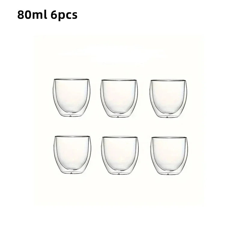 Tasses Espresso en Verre Double Paroi – Coffret de 6 (80 ml)