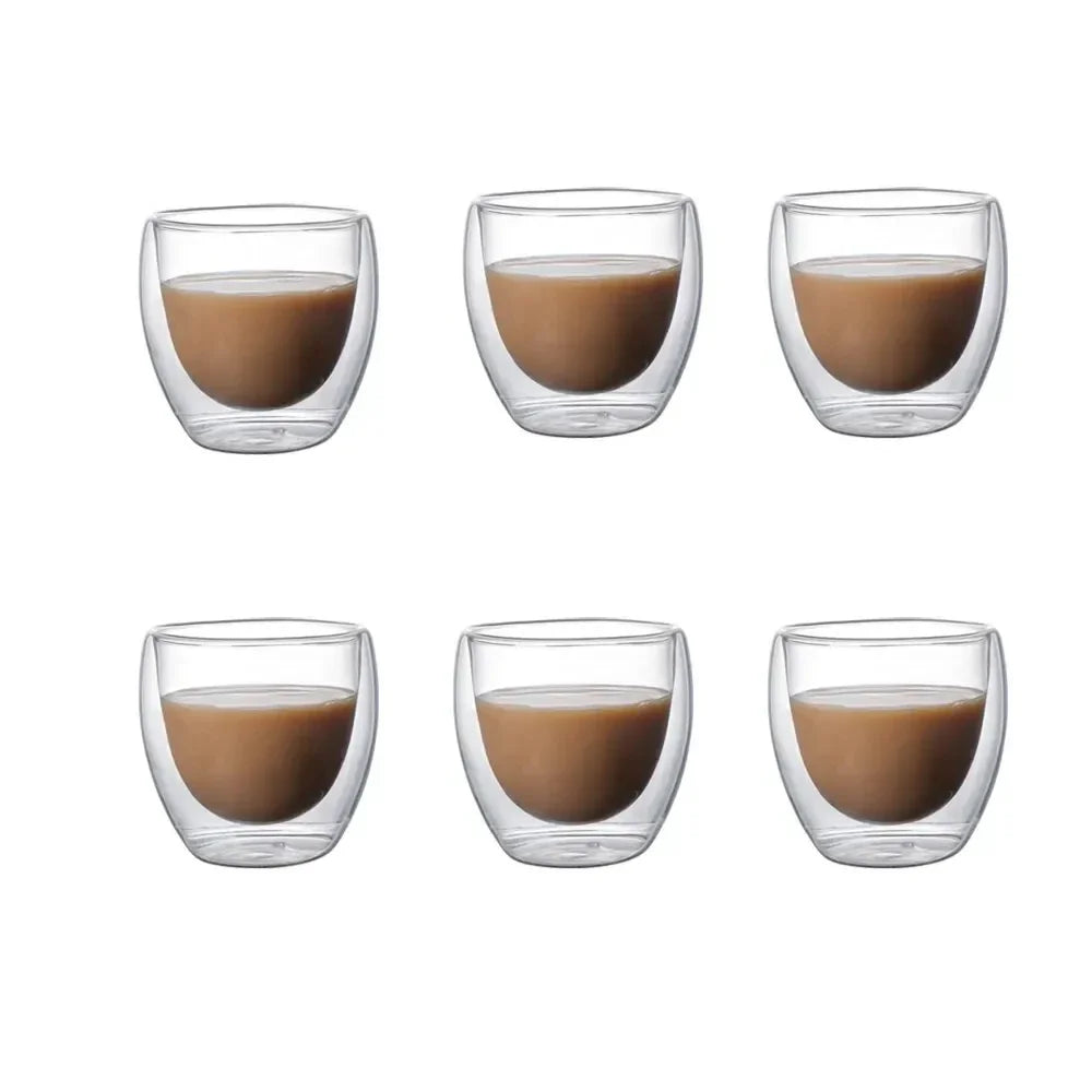 Tasses Espresso en Verre Double Paroi – Coffret de 6 (80 ml)
