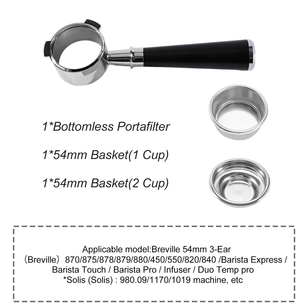 Porte-Filtre Bottomless 54 mm – Pour Breville & Sage