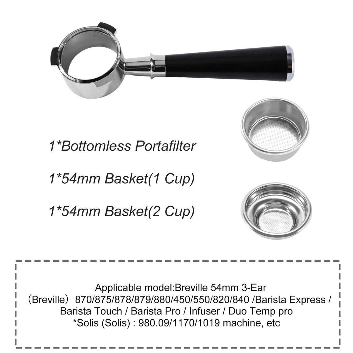Porte-Filtre Bottomless 54 mm – Pour Breville & Sage