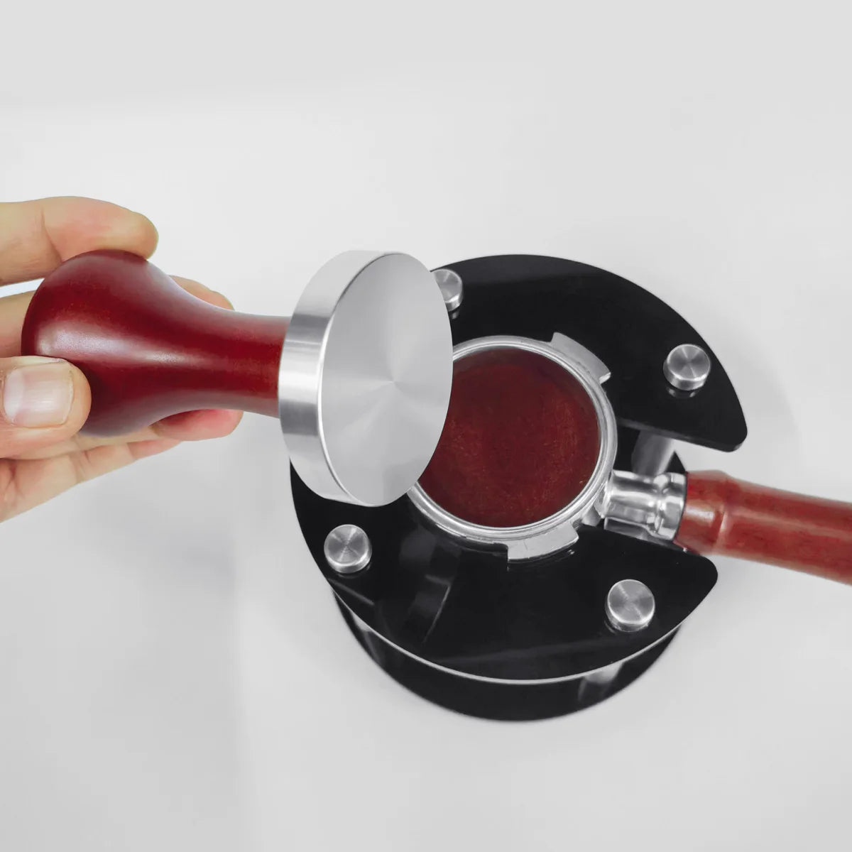 Tamper Espresso à Manche Bois – Base Plate 51/53/58 mm