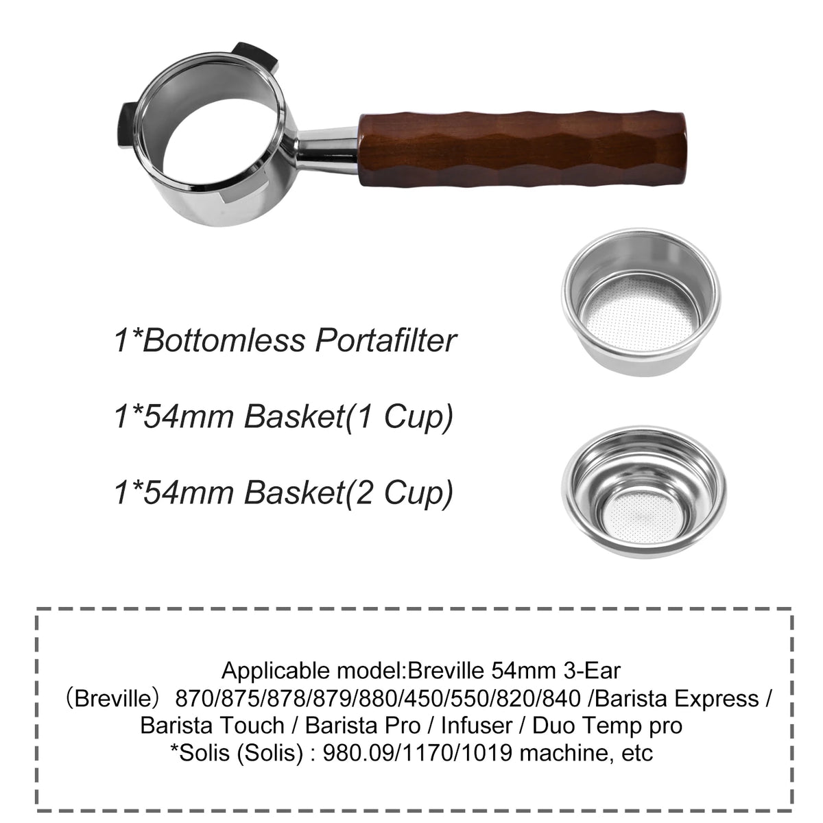 Porte-Filtre Bottomless 54 mm – Pour Breville & Sage