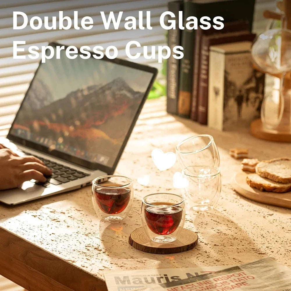 Tasses Espresso en Verre Double Paroi – Coffret de 6 (80 ml)